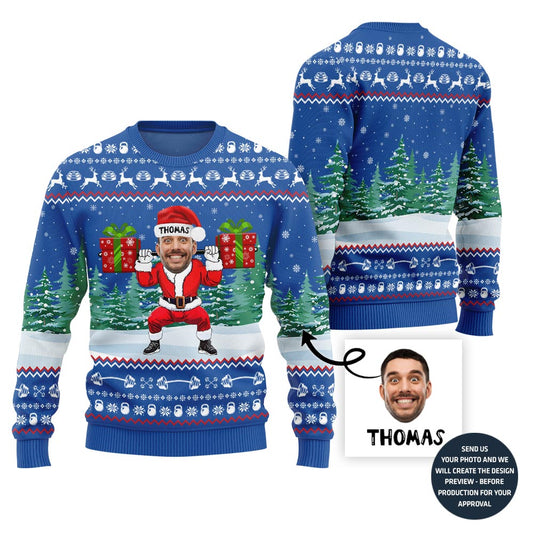 Custom Face Gym Ugly Xmas Sweater