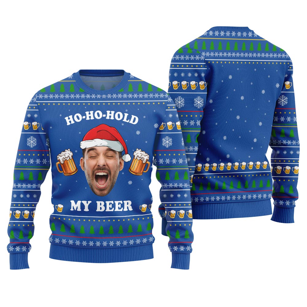 Custom Face Ho Ho Ho Beer Ugly Christmas Sweater