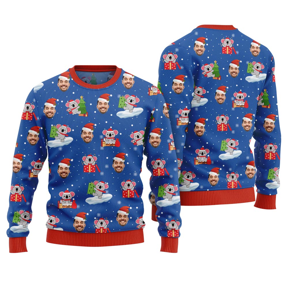 Custom Face Koala Ugly Holiday Sweater