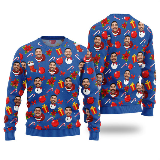 Custom Face Merry Christmas Mens Xmas Sweaters