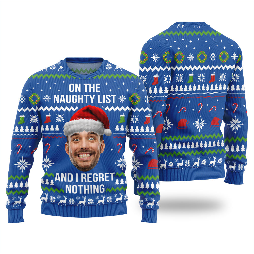 Custom Face Naughty List Ugly Christmas Sweater