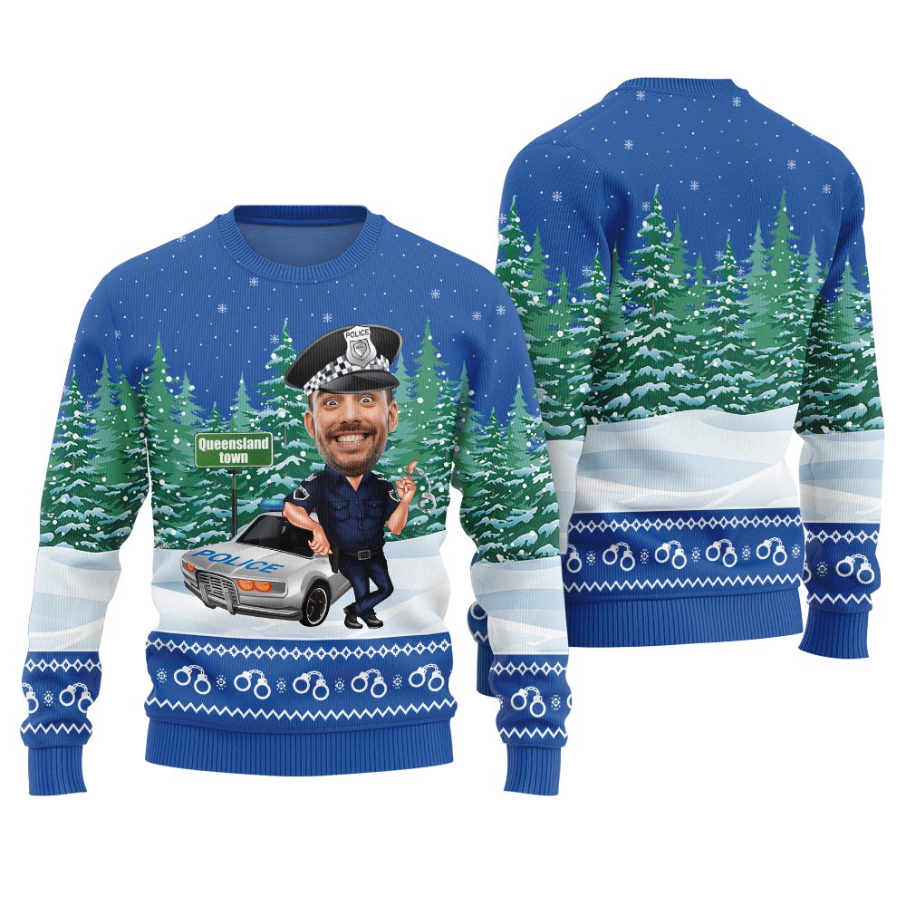 Custom Face Police Ugly Christmas Sweater