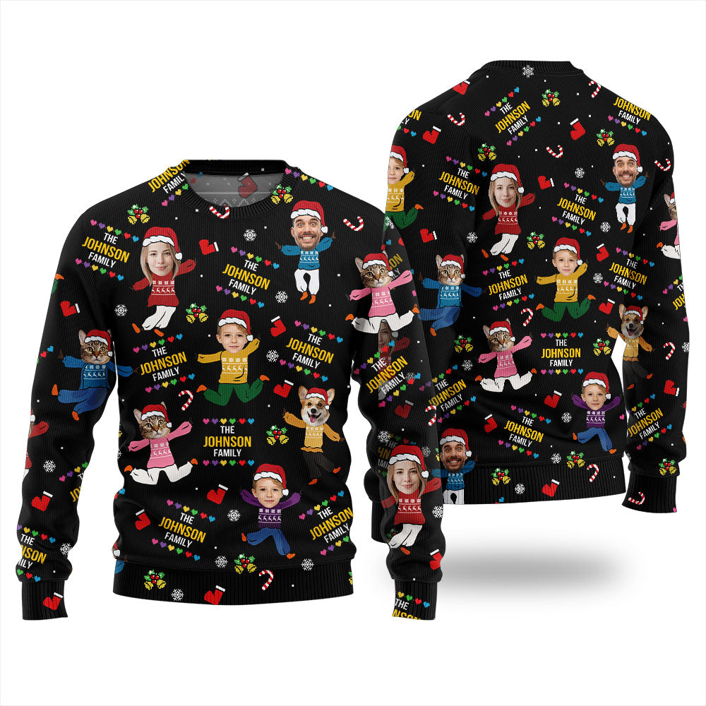 Custom Face Ugly Sweater For Family