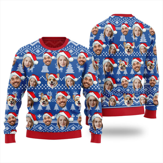 Custom Face With Pet Ugly Xmas Sweater