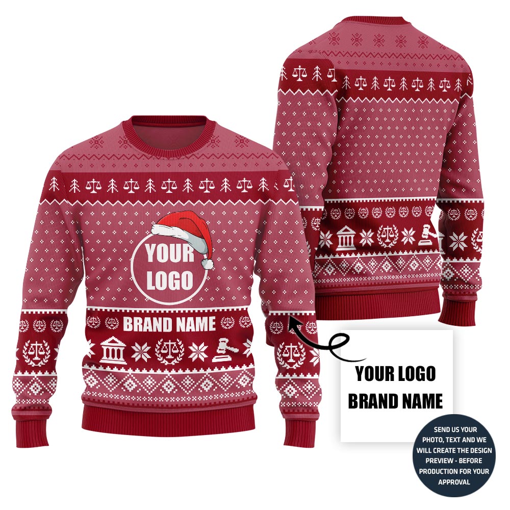 Custom Logo And Firm Name Ugly Xmas Sweater For Lawyers