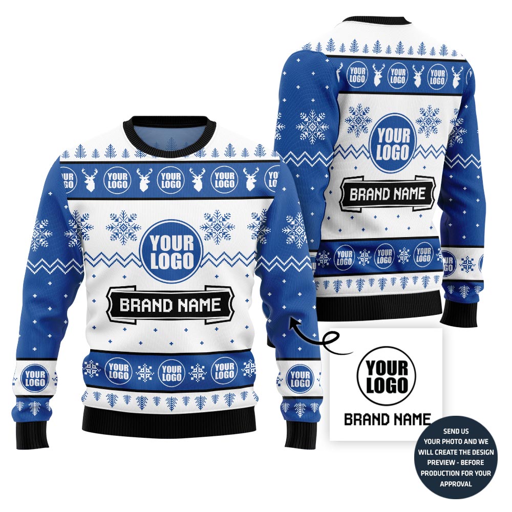Custom Logo And Name Christmas Sweater For Business