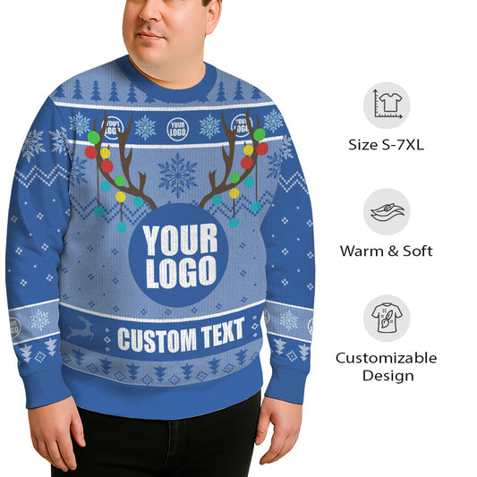 Custom Logo And Name For Team Plus Size Xmas Sweater