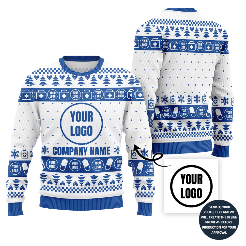 Custom Logo And Name Medical Ugly Christmas Sweater