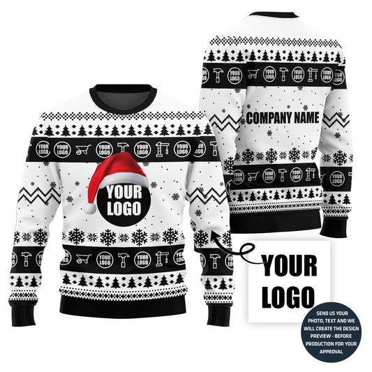 Custom Logo And Name Xmas Sweater For Construction Company