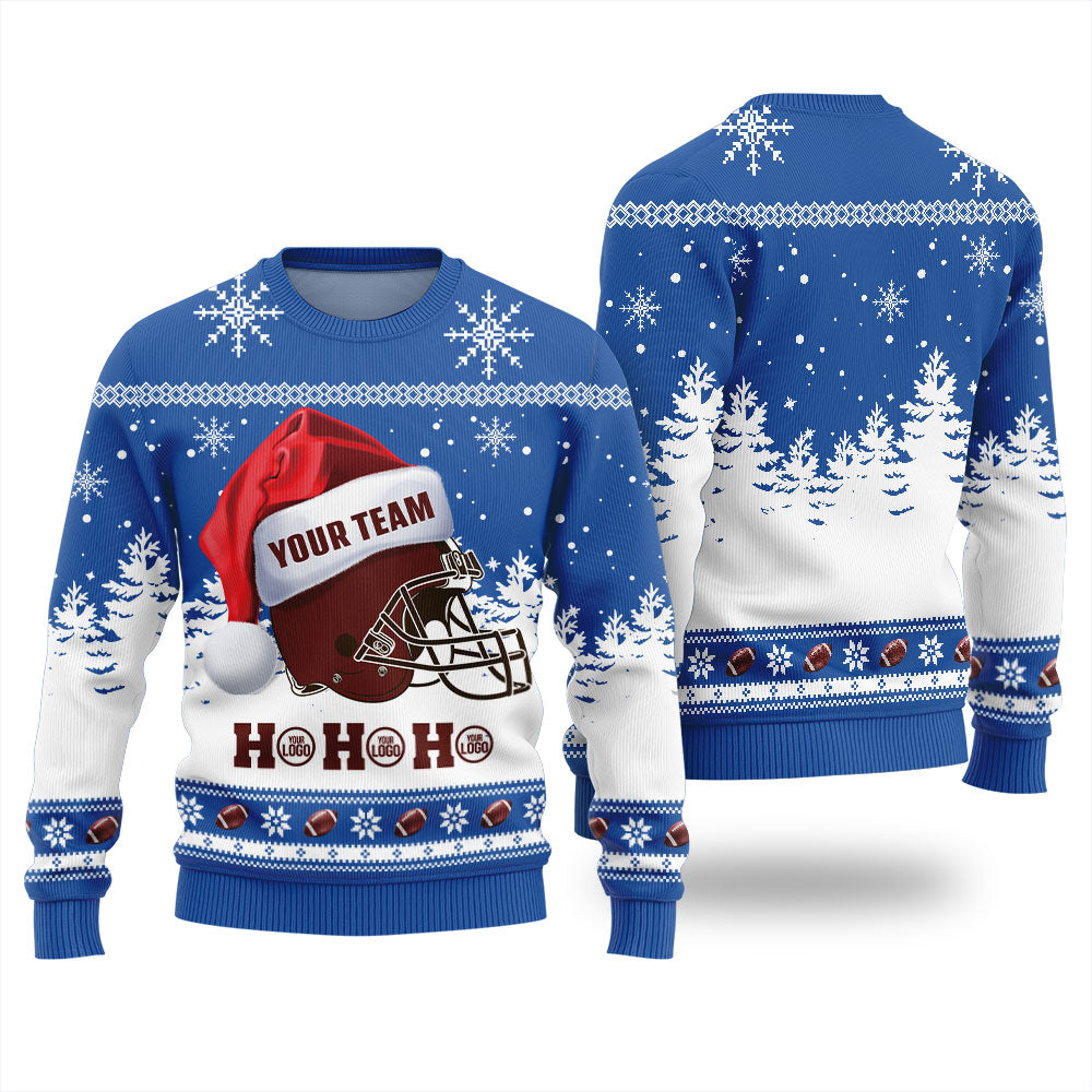 Custom Logo And Team Name Football Christmas Sweater