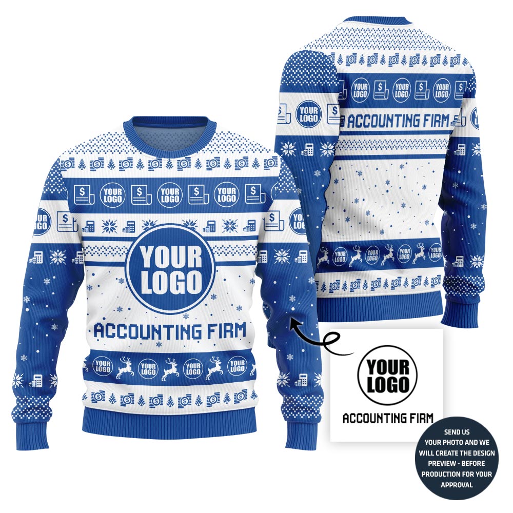 Custom Logo And Text Christmas Sweater For Accounting Firm