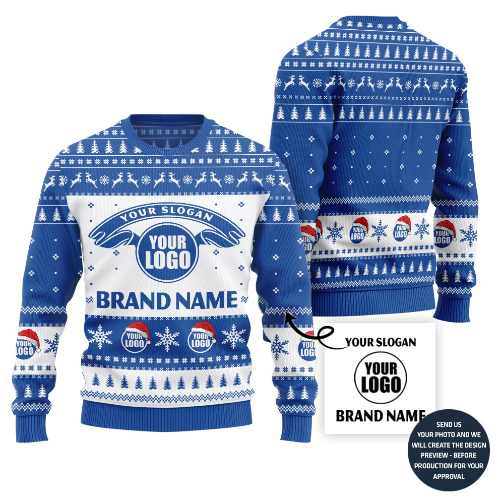 Custom Logo Brand Name And Slogan Christmas Sweater