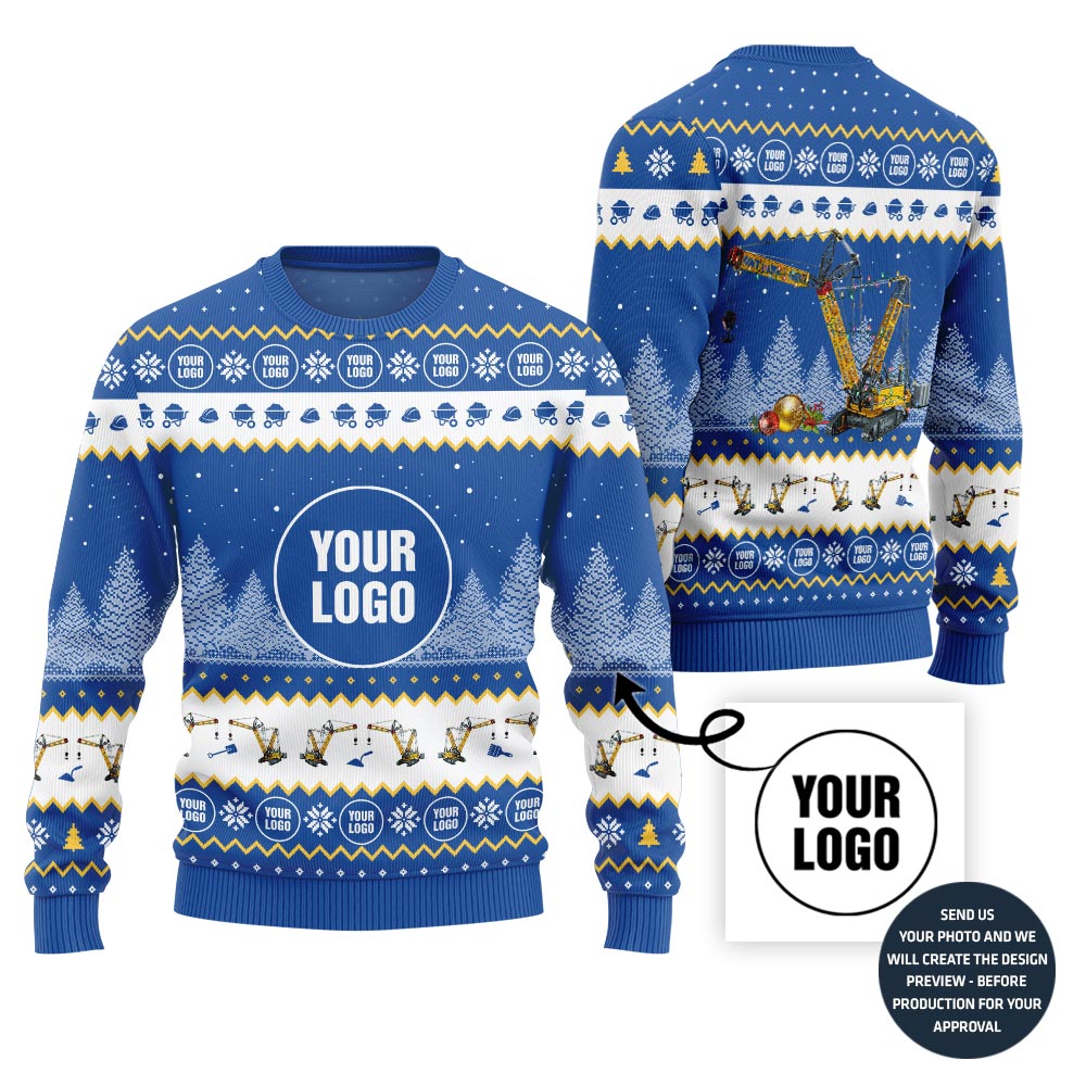 Custom Logo Construction Ugly Christmas Sweater