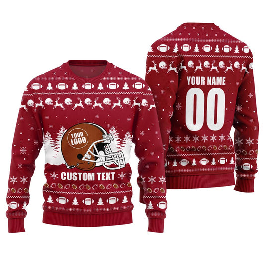 Custom Logo Football Team Ugly Xmas Sweater Women