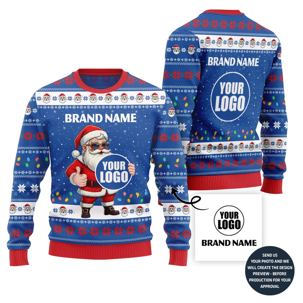 Custom Logo Funny Santa Ugly Christmas Sweater