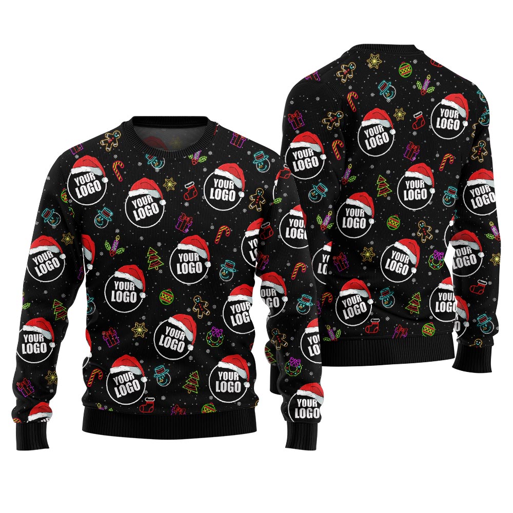 Custom Logo Holiday Cheer Ugly Christmas Sweater