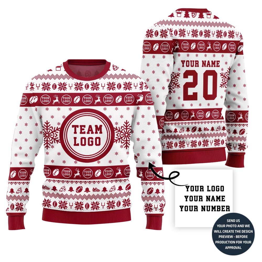 Custom Logo Ugly Christmas Sweater For Rugby Team