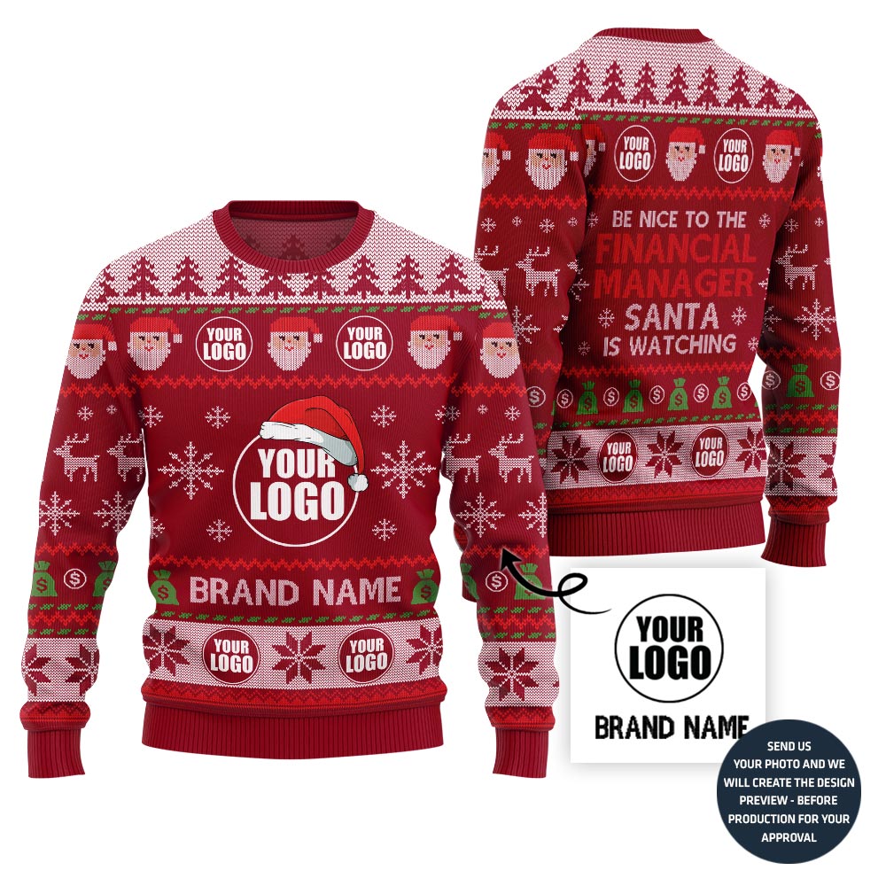 Custom Logo Ugly Christmas Sweater Vibrant Financial Company