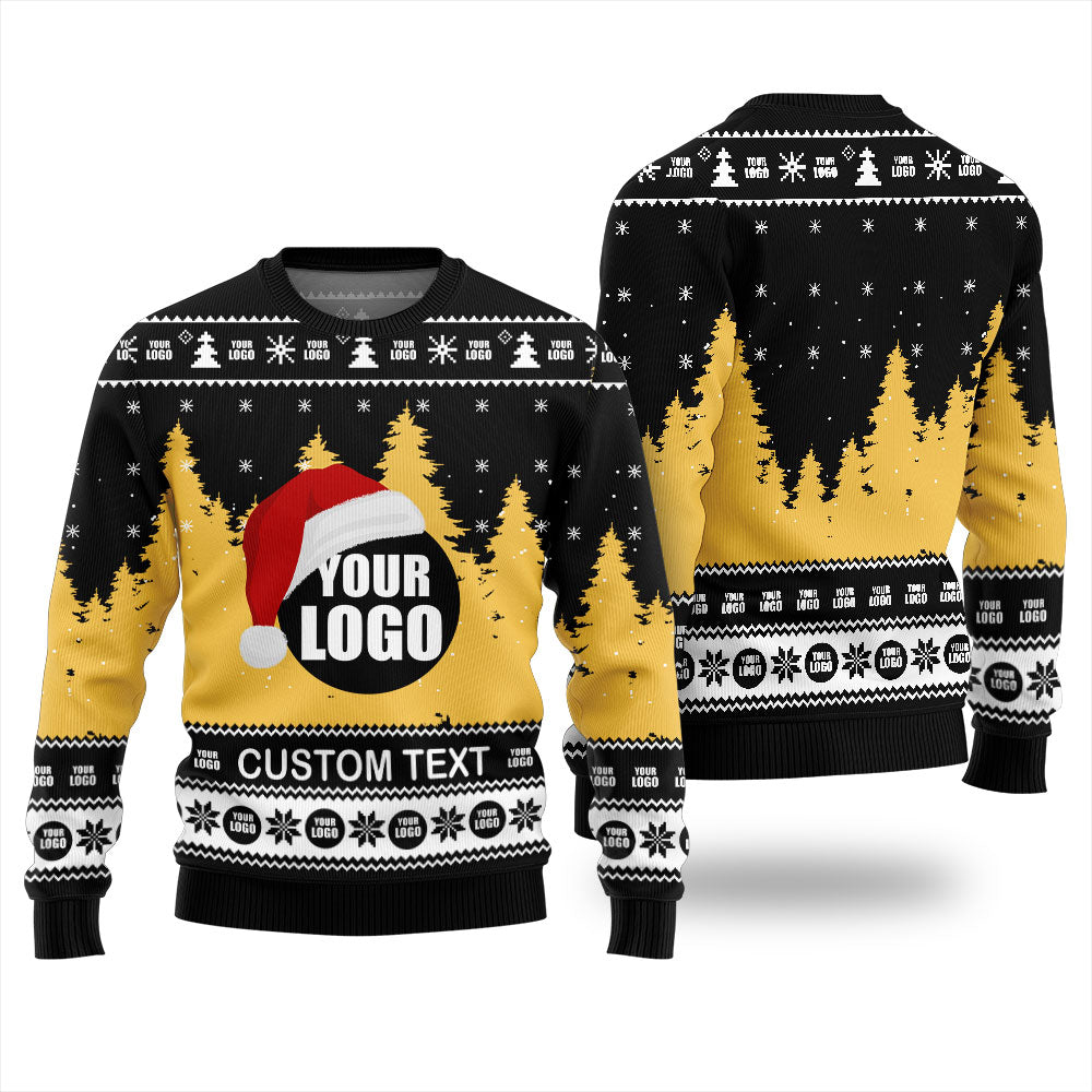 Custom Logo With Santa Hat Christmas Ugly Sweater