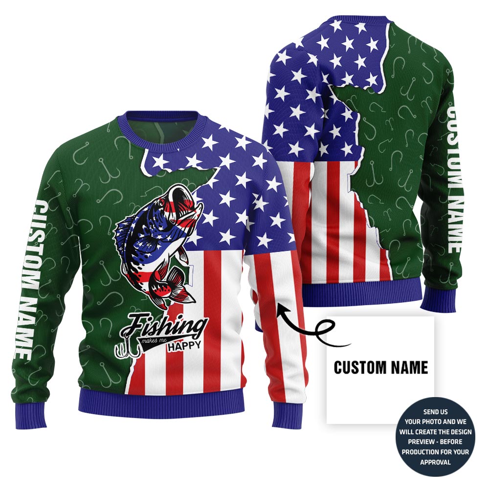 Custom Team Name Fishing Ugly Holiday Sweater