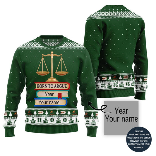 Custom Name And Year Lawyer Ugly Xmas Sweater