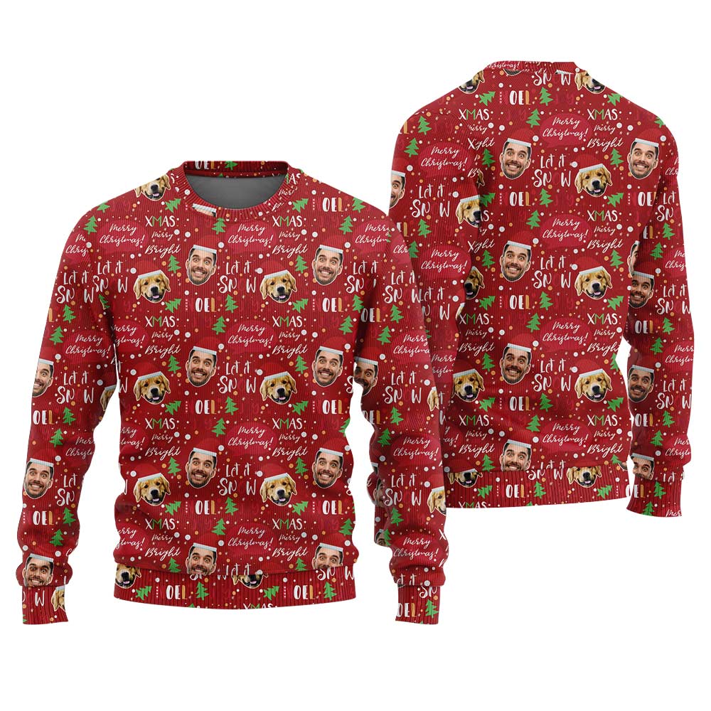 Custom Pet Funny Ugly Christmas Sweater Cardinal Red