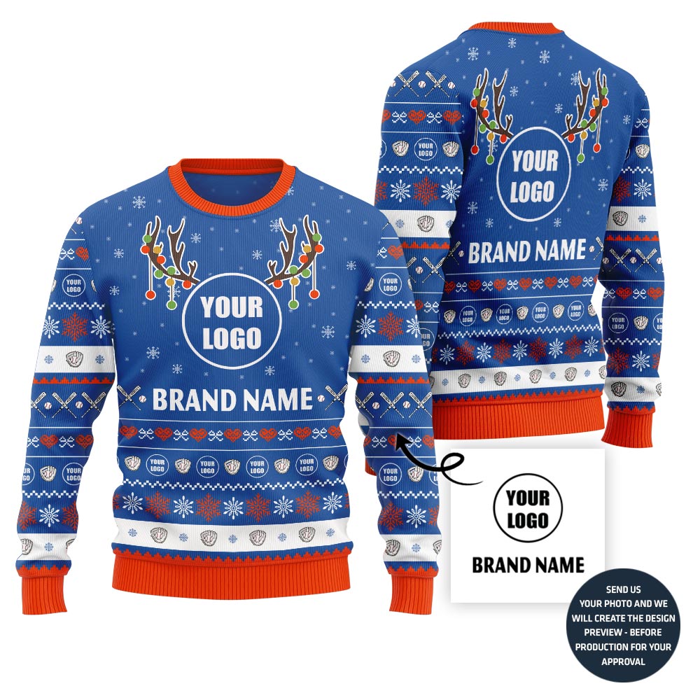 Custom Ugly Christmas Sweater Logo For Epic Baseball Team
