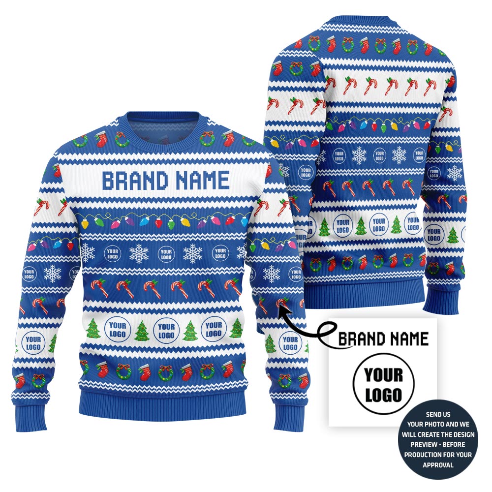Custom Ugly Holiday Sweater With Brand Name