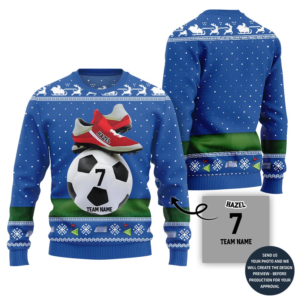 Custom Ugly Sweater For Soccer Team