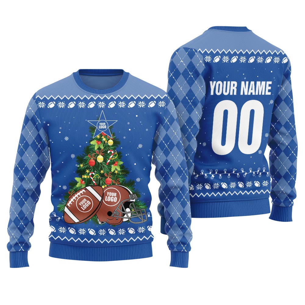 Customized Name Number Football Ugly Xmas Sweater For Men