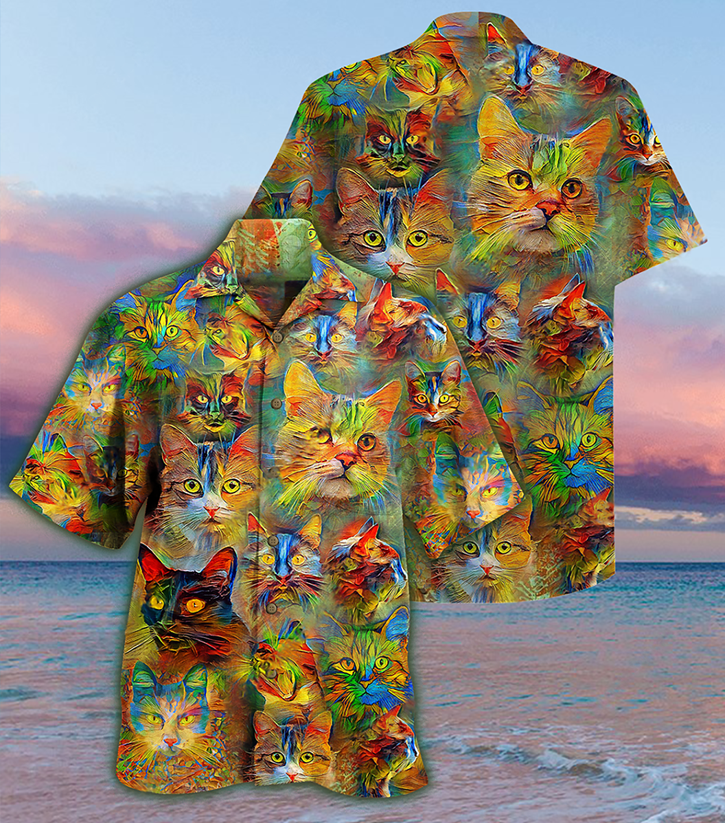 Cat Beautiful Colorful Painting - Hawaiian Shirt