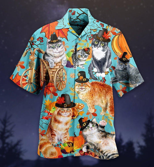 Cat Happy Thanksgiving - Hawaiian Shirt