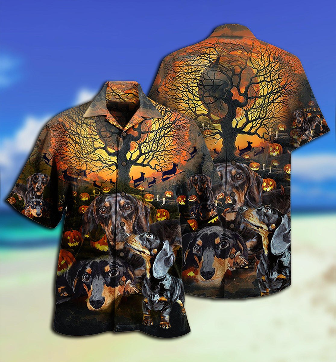 Dachshund Halloween Night Pumpkin - Hawaiian Shirt