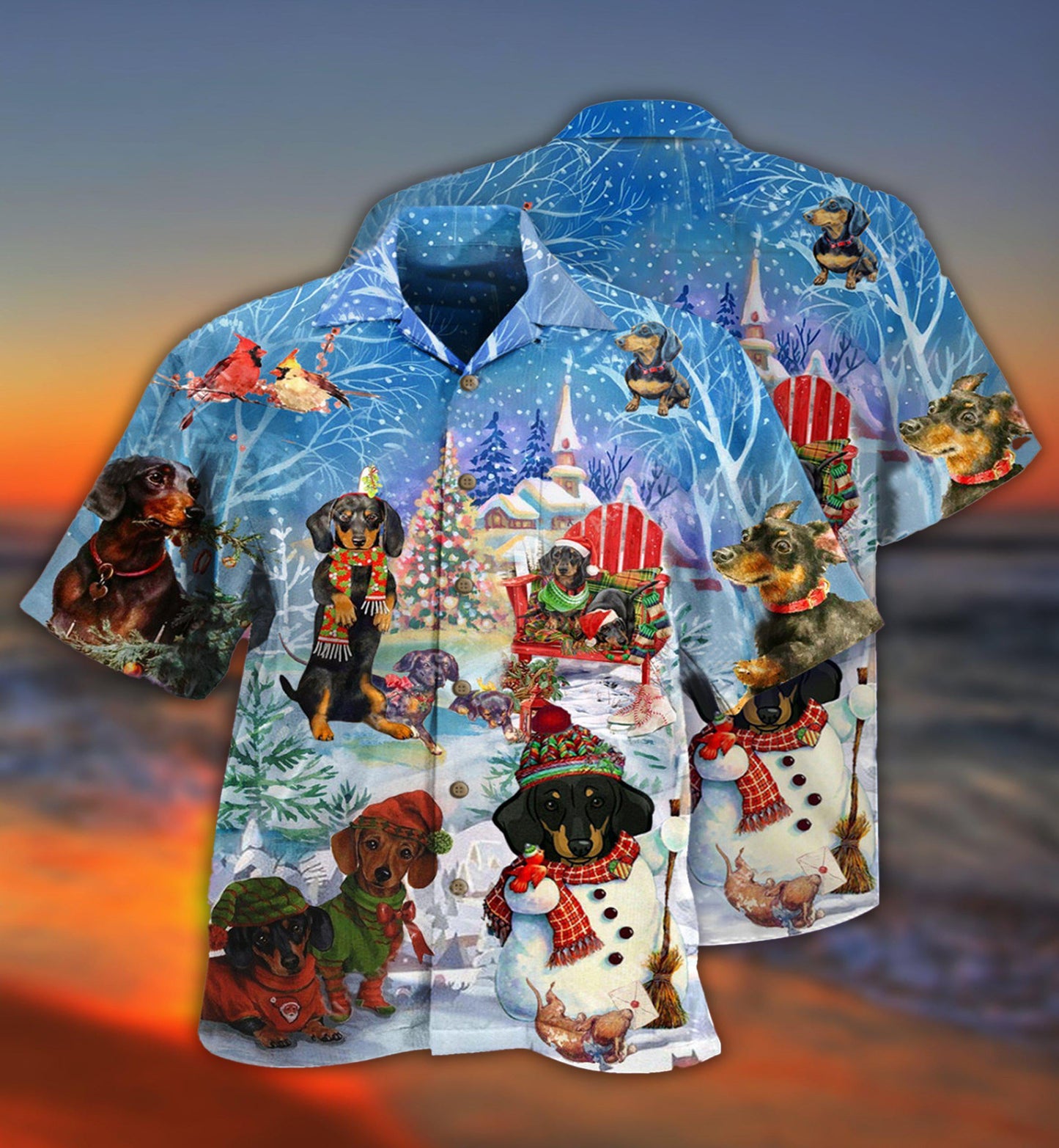 Dachshund Through The Snow Merry Christmas - Hawaiian Shirt