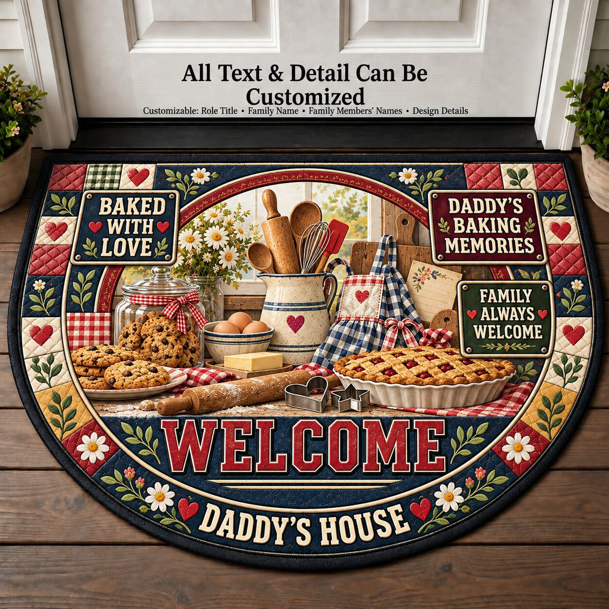 Daddy's Baking Memories Personalized Half Round Mat | 5To9Vibe