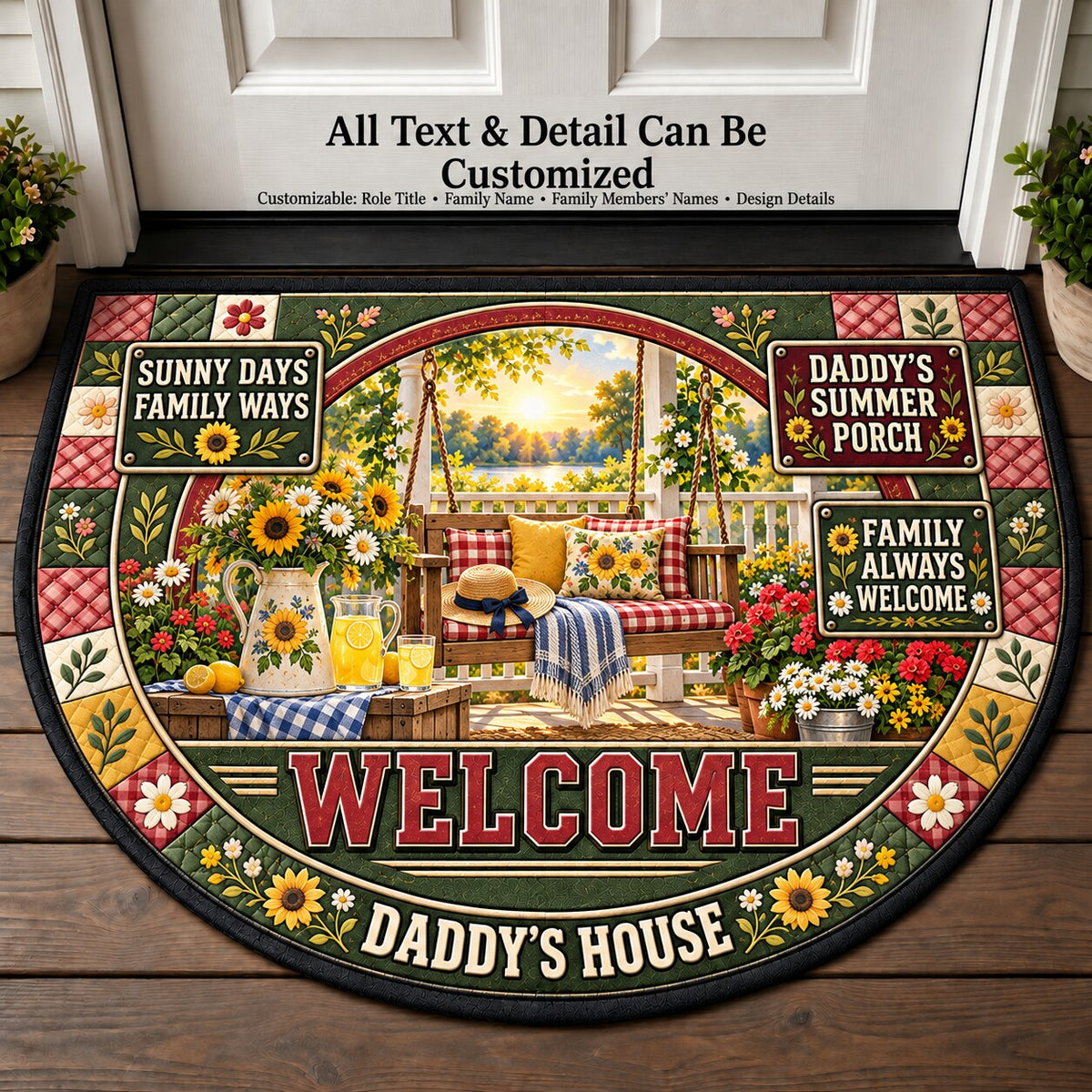 Daddy's Summer Porch Personalized Half Round Mat | 5To9Vibe