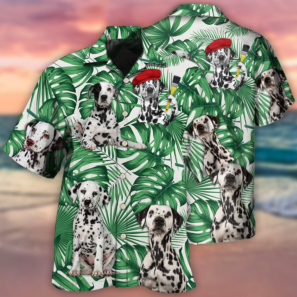 Dalmatian And Tropical Leaf - Hawaiian Shirt