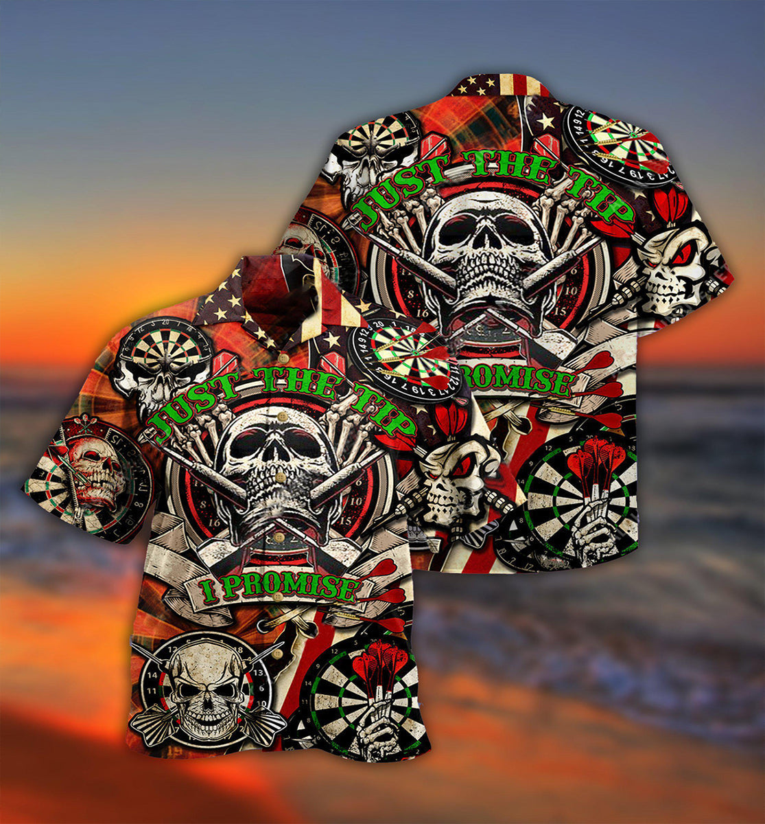 Darts Just The Tip I Promise Skull - Hawaiian Shirt