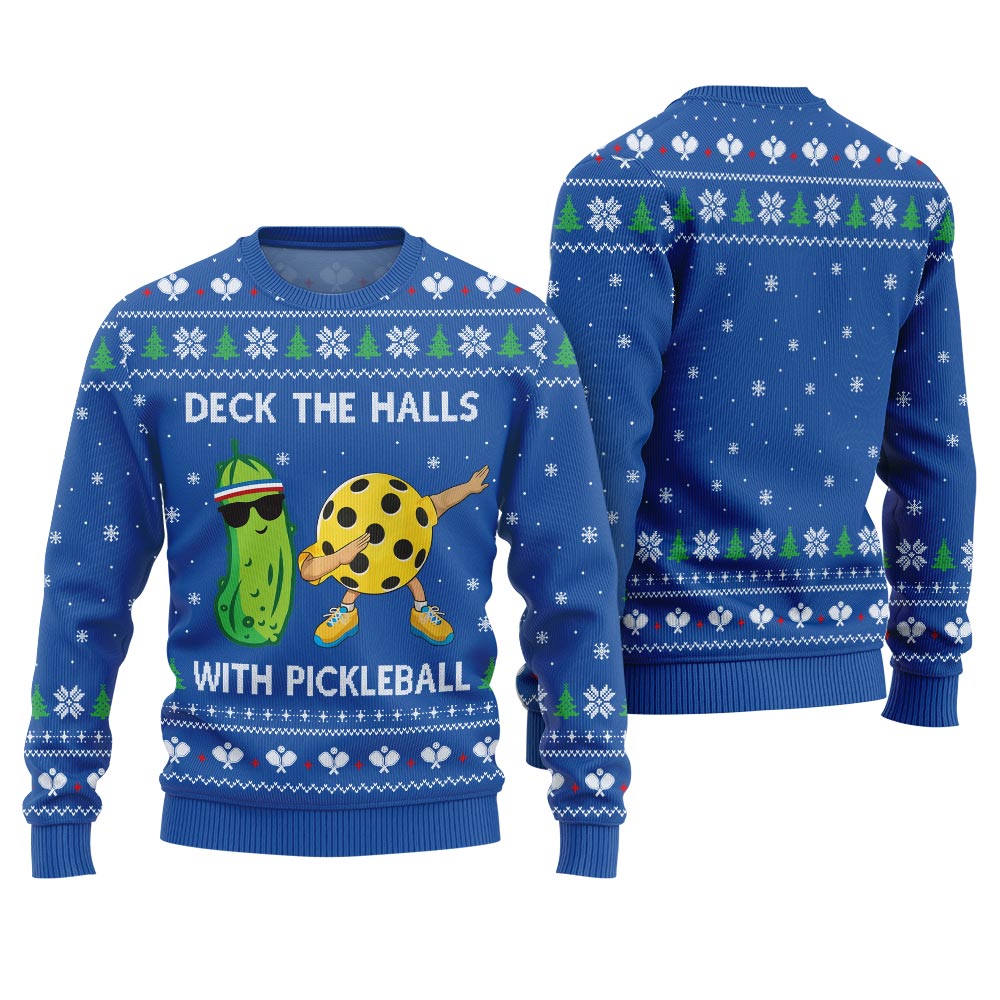 Deck The Halls With Pickleball Ugly Christmas Sweater