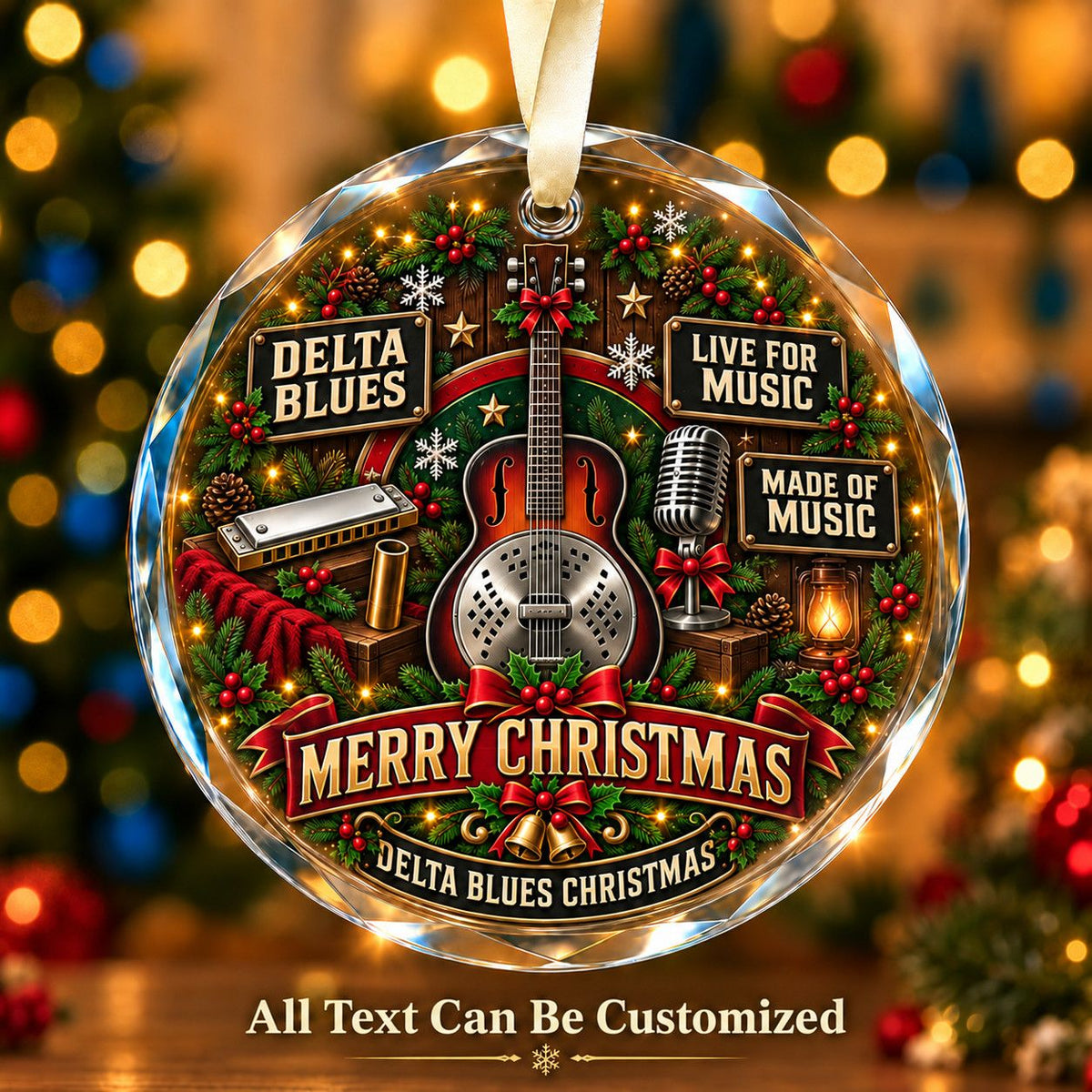 Delta Blues Personalized Glass Ornament | 5To9Vibe