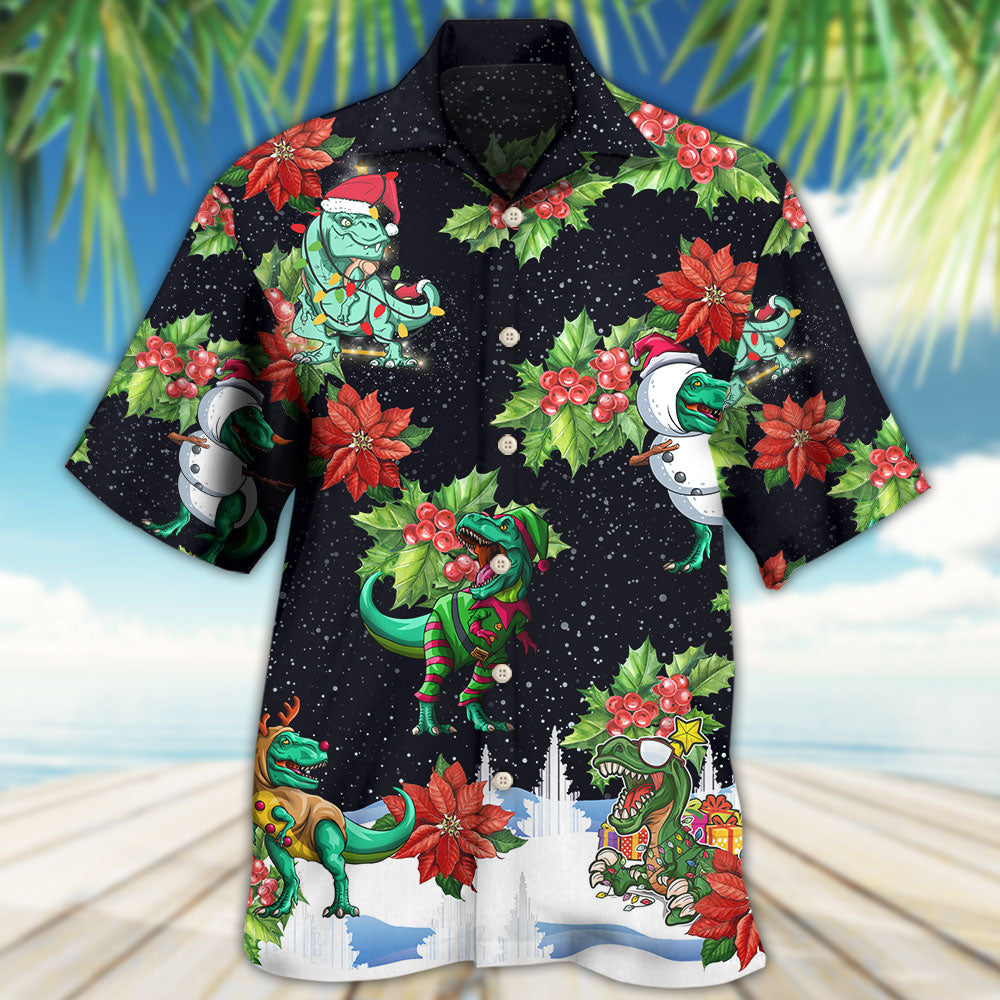 Dinosaur Bright In Merry Night Xmas - Hawaiian Shirt