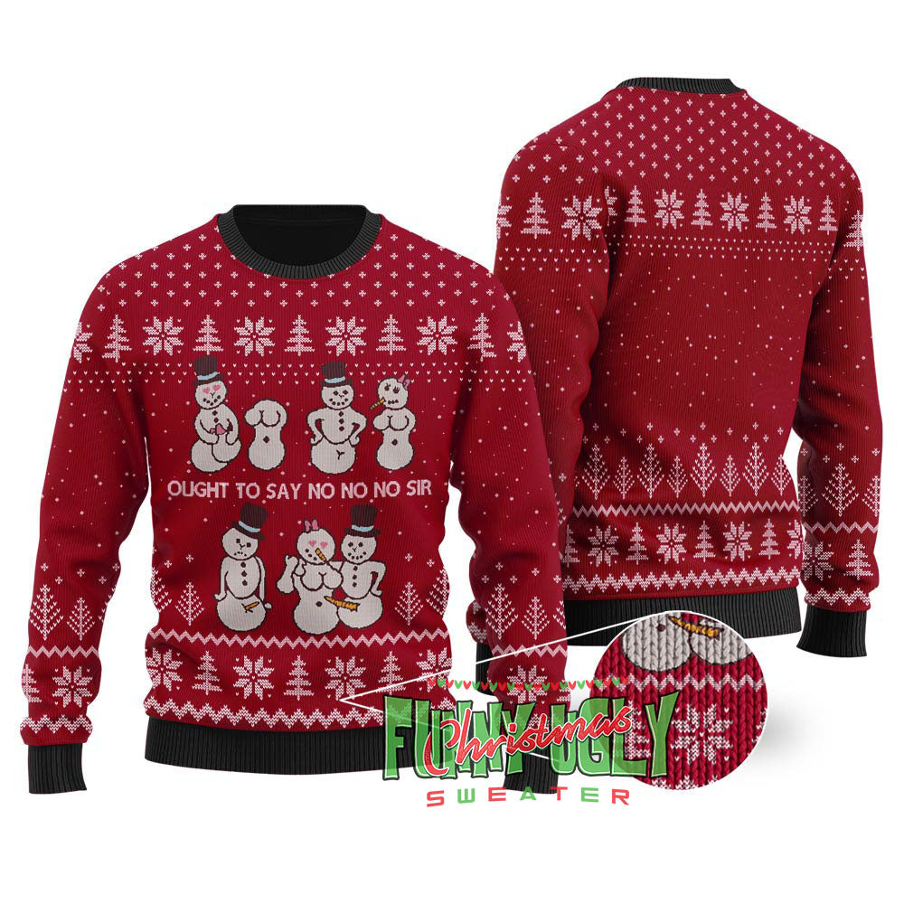Dirty Snowman Ugly Christmas Sweater Cardinal Red