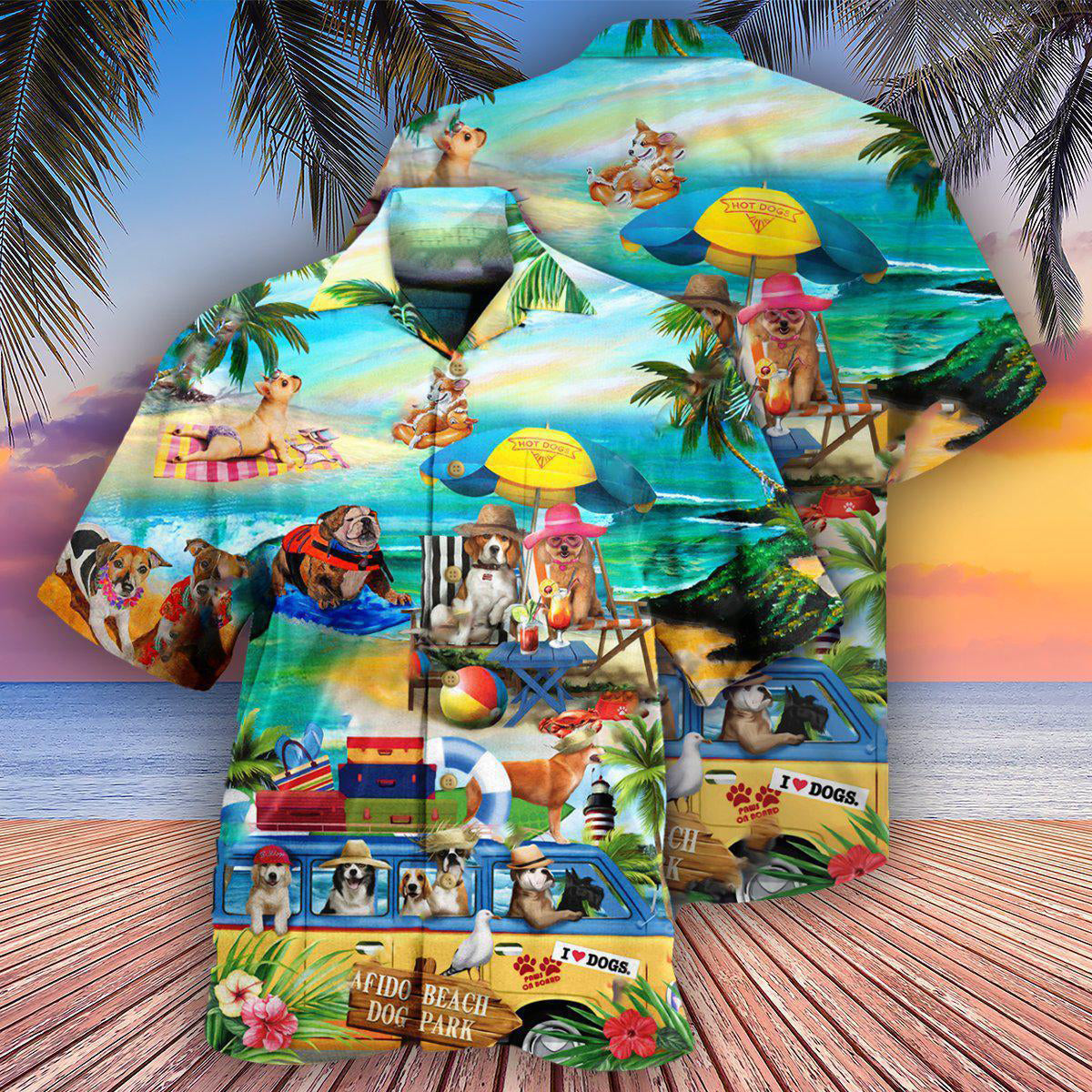 Dogs Paws On Board Love Beach - Hawaiian Shirt