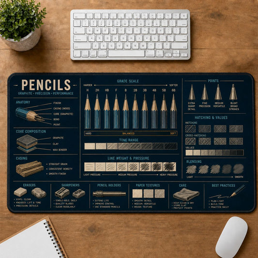 Drawing Pencils Desk Mat | 5To9Vibe