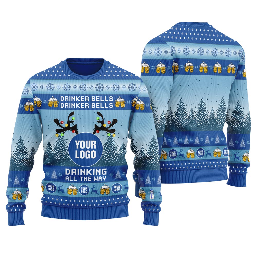 Drinking All The Way Custom Logo Men's Ugly Sweater