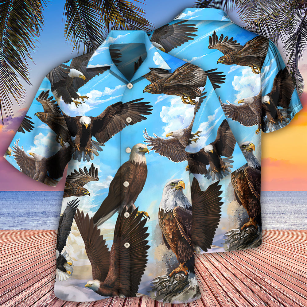 Eagle Flying In The Blue Sky - Hawaiian Shirt