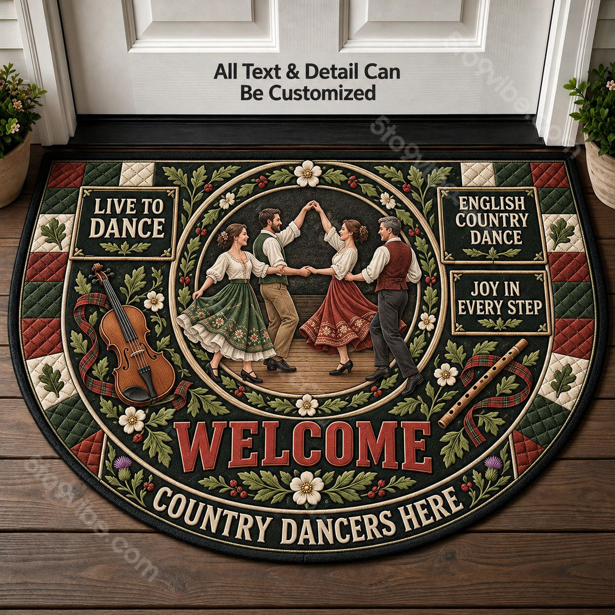 English Country Dance Personalized Half Round Mat | 5To9Vibe