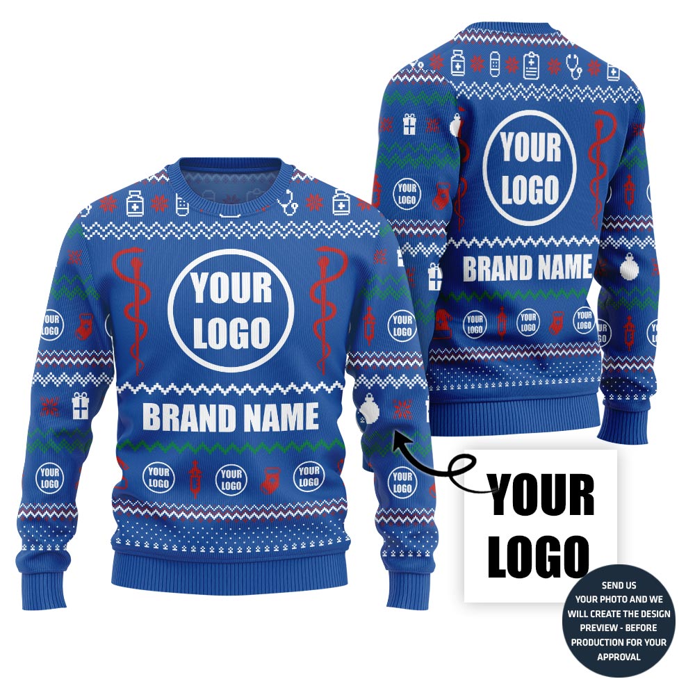 Epic Custom Logo Nurse Ugly Christmas Sweater