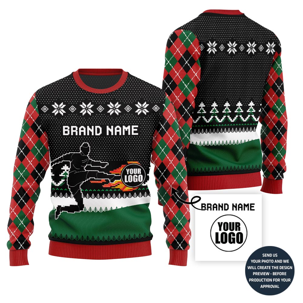 Epic Custom Logo Soccer Team Ugly Christmas Sweater