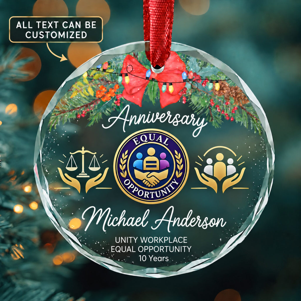 Equal Opportunity Representatives and Officers Personalized Glass Ornament | 5To9Vibe